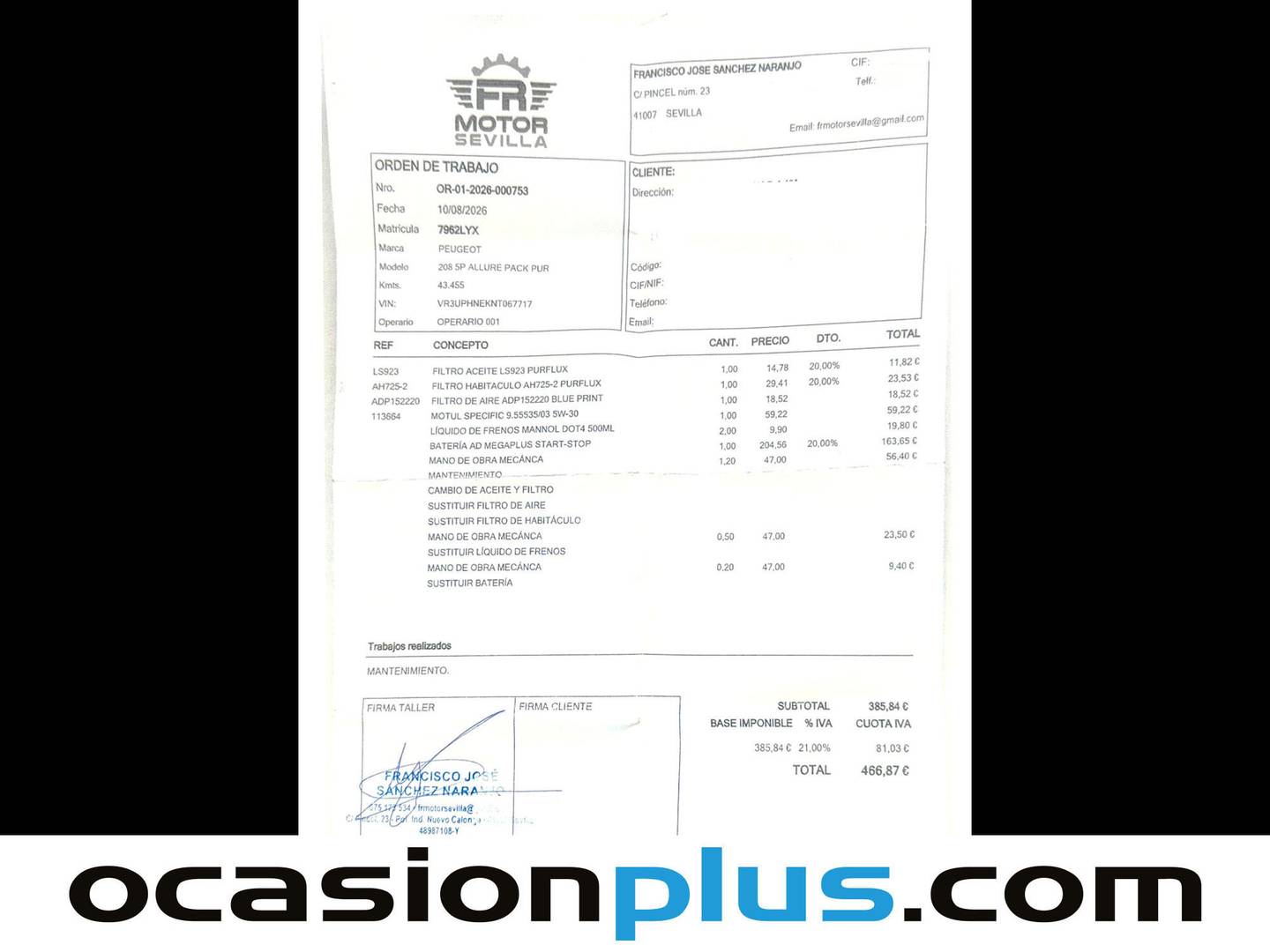 Foto del mantenimiento del Peugeot 208 Peugeot 208 PureTech 100 Allure Pack (100 CV)