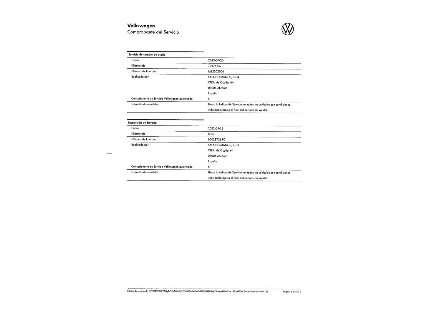 Foto del mantenimiento del Volkswagen Tiguan Volkswagen Tiguan Life 2.0 TDI  (150 CV)