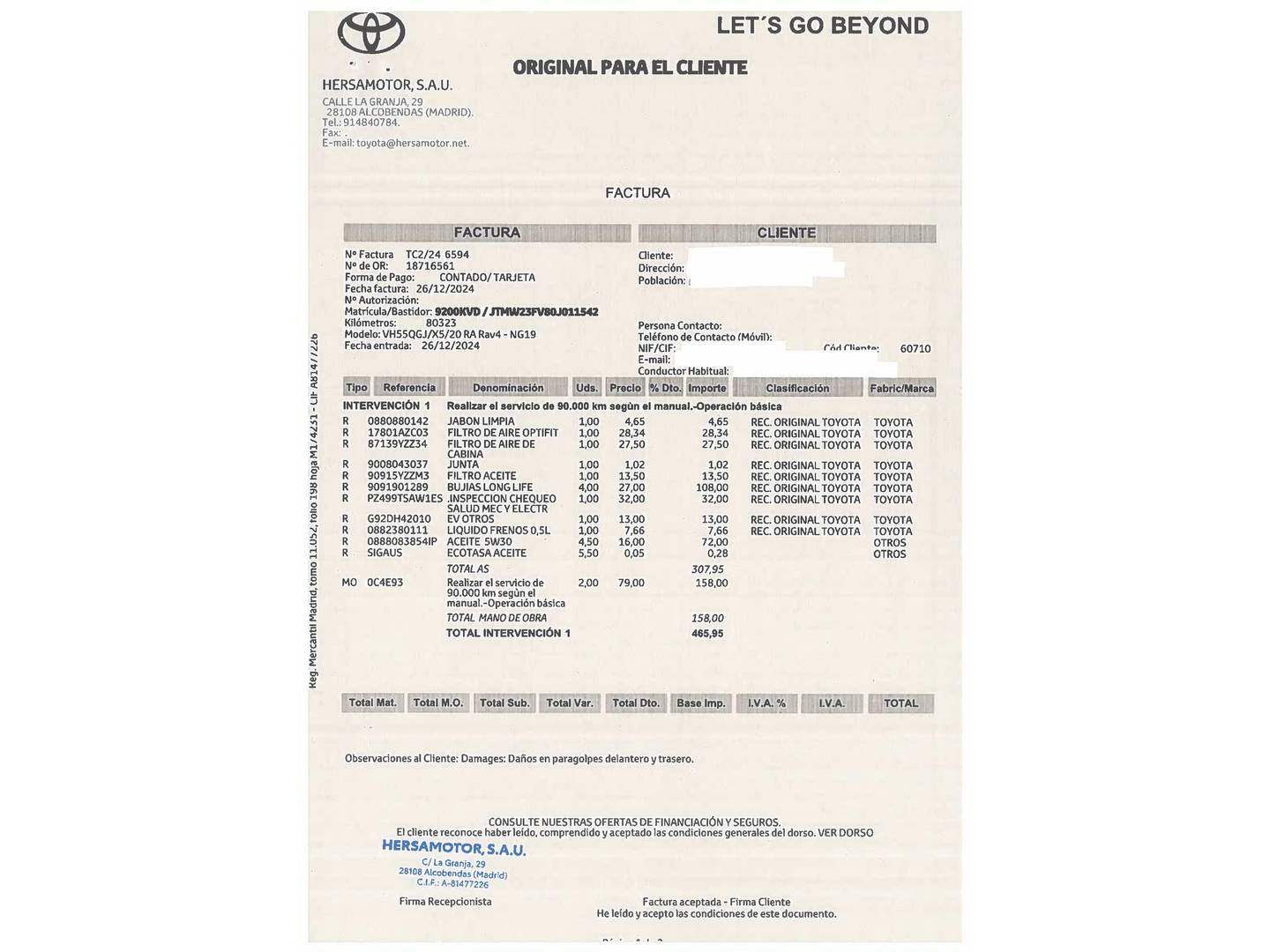 Foto del mantenimiento del Toyota Rav4 Toyota Rav4 2.5l hybrid Feel! (218 CV)