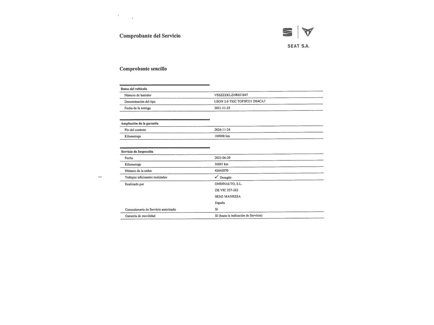 Foto Cupra León CUPRA León 2.0 TSI DSG 221 kW (300 CV)