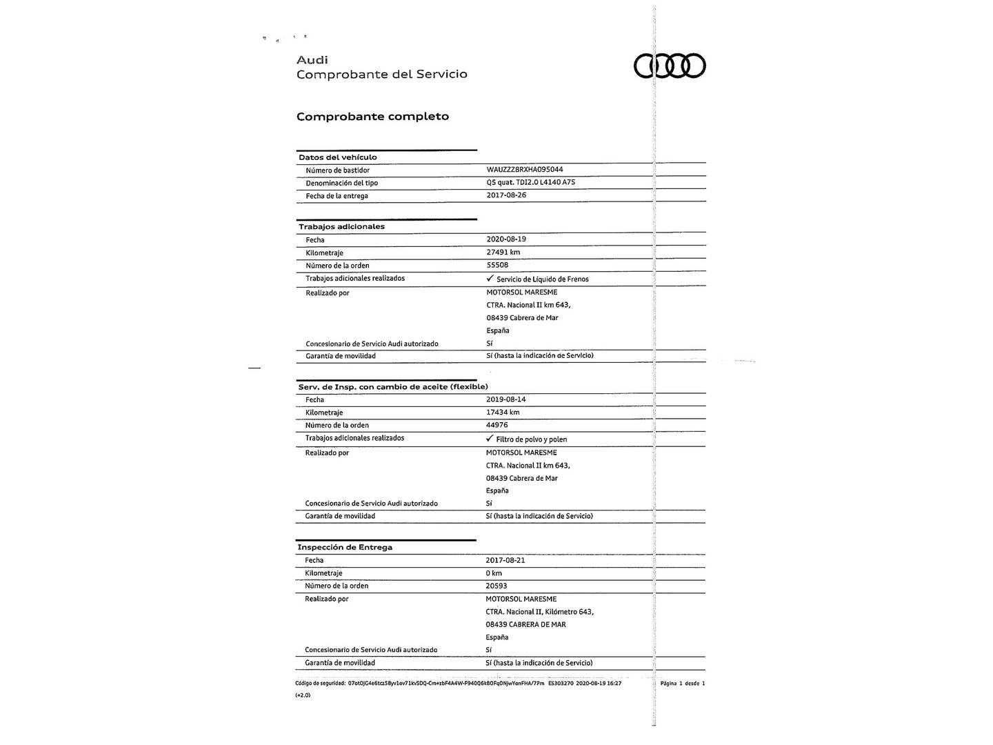Foto del mantenimiento del Audi Q5 Audi Q5 Advanced edition 2.0 TDI clean diesel quattro (190 CV) S tronic