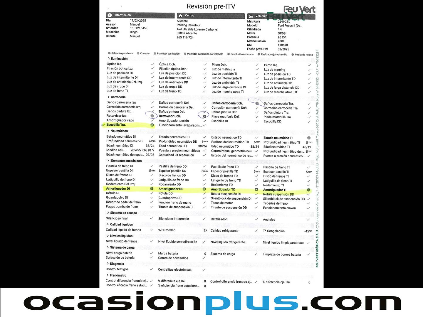 Foto del mantenimiento del Ford Focus Ford Focus 1.6 TDCI Trend (90 CV)