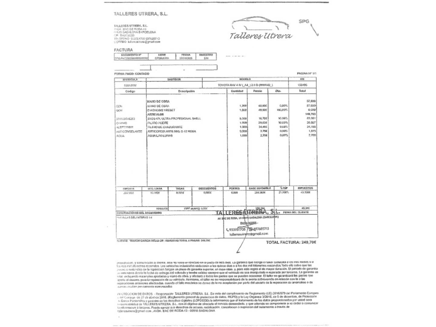Foto del mantenimiento del Toyota Rav4 Toyota Rav4 150D 2WD Advance (143 CV)