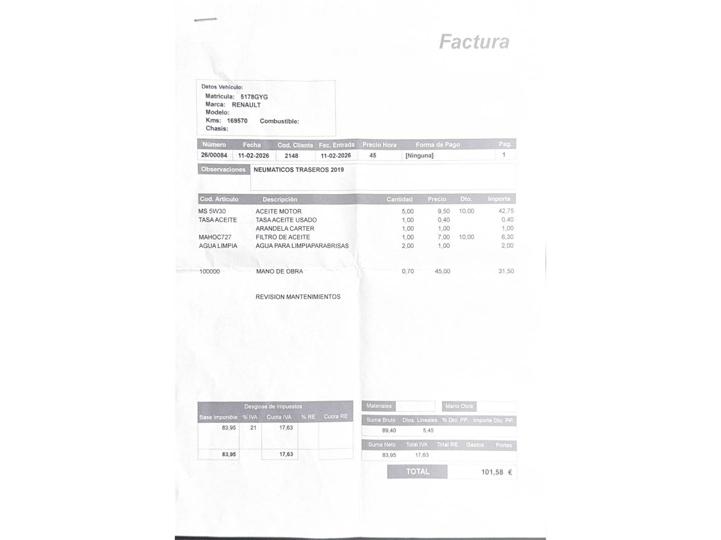 Foto del mantenimiento del Renault Scénic Renault Scenic 1.9 dCi Family Edition (130 CV)