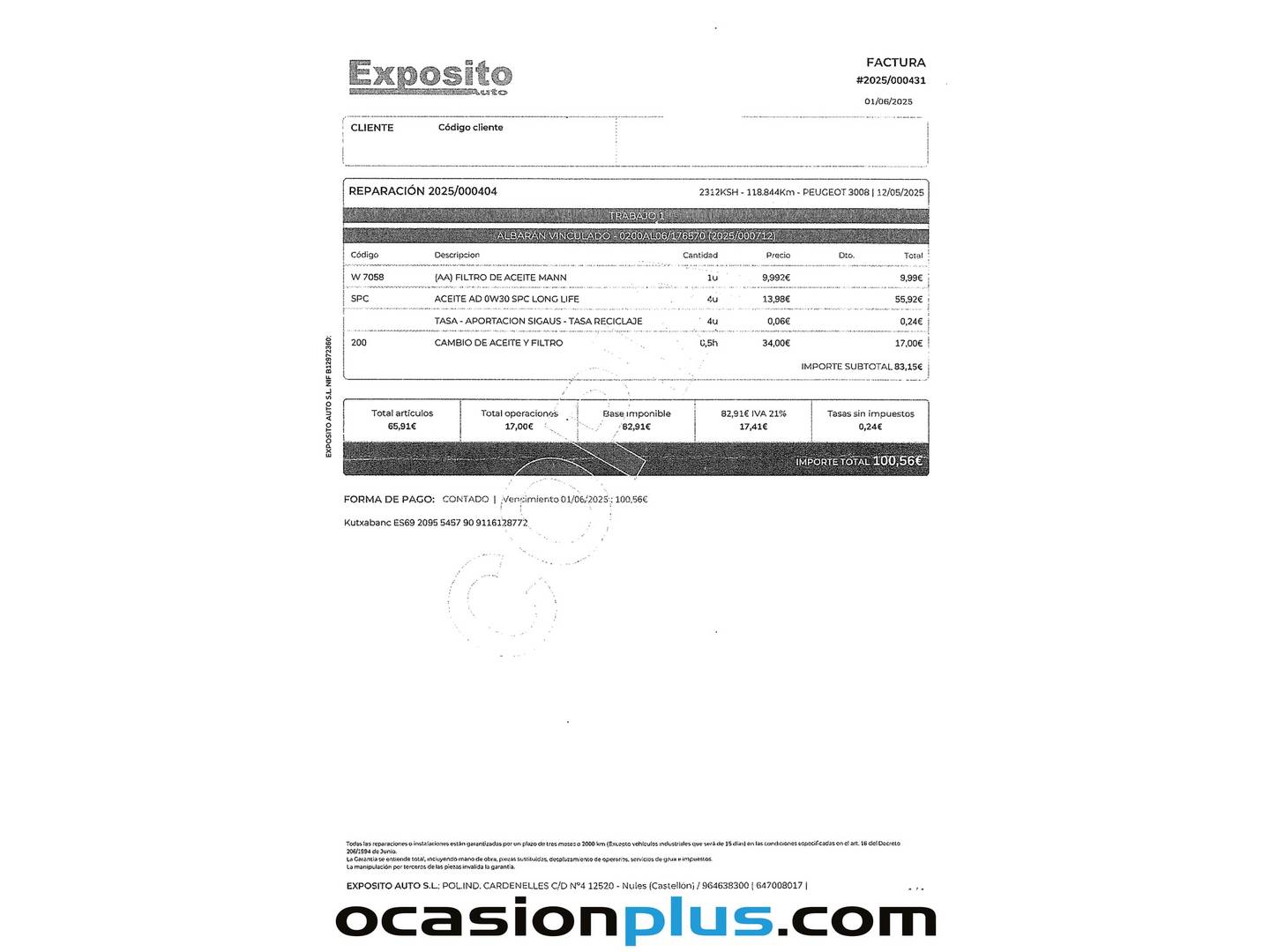 Foto del mantenimiento del Peugeot 2008 Peugeot 2008 PureTech 110 S&S Allure EAT6 (110 CV)