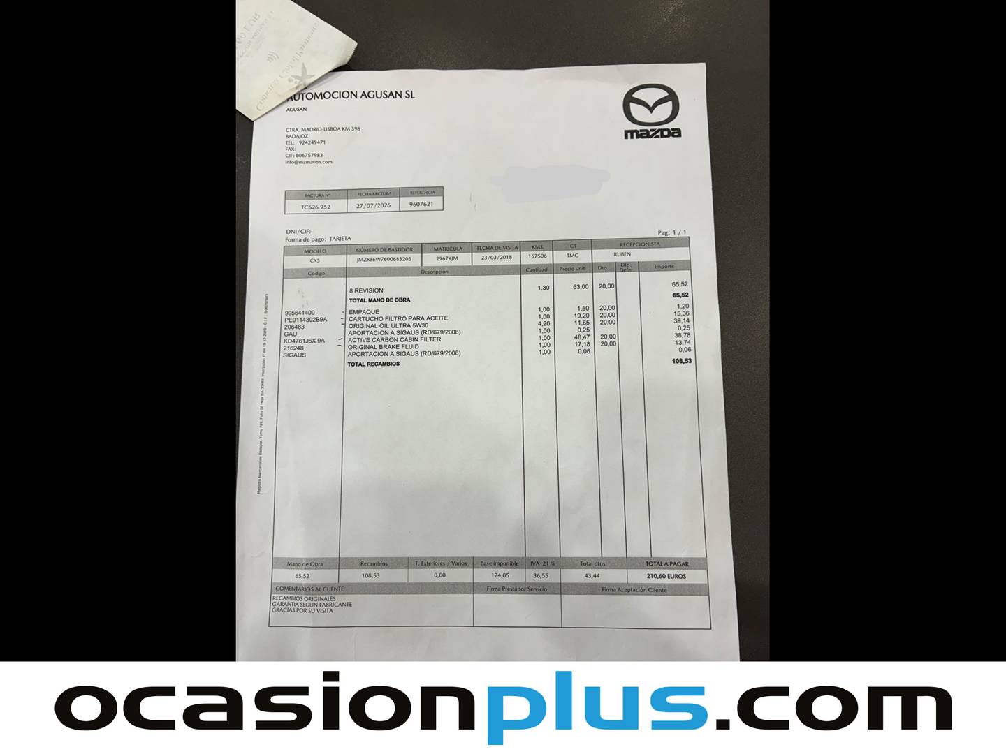 Foto del mantenimiento del Mazda CX-5 Mazda CX-5 2.0 GE Zenith 2WD (165 CV)