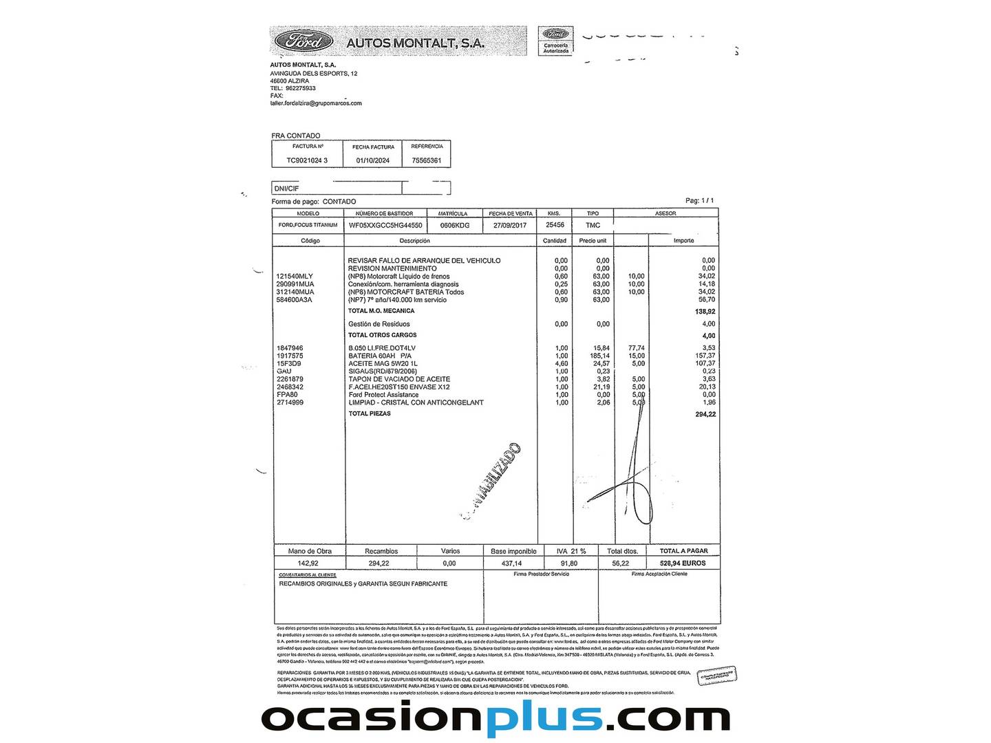 Foto del mantenimiento del Ford Focus Ford Focus 1.0 Ecoboost S&S Titanium (125 CV)