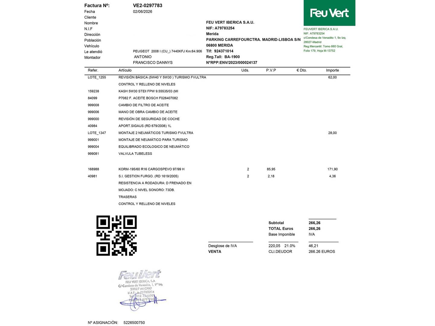 Foto del mantenimiento del Peugeot 2008 Peugeot 2008 BlueHDi 100 Style (100 CV)