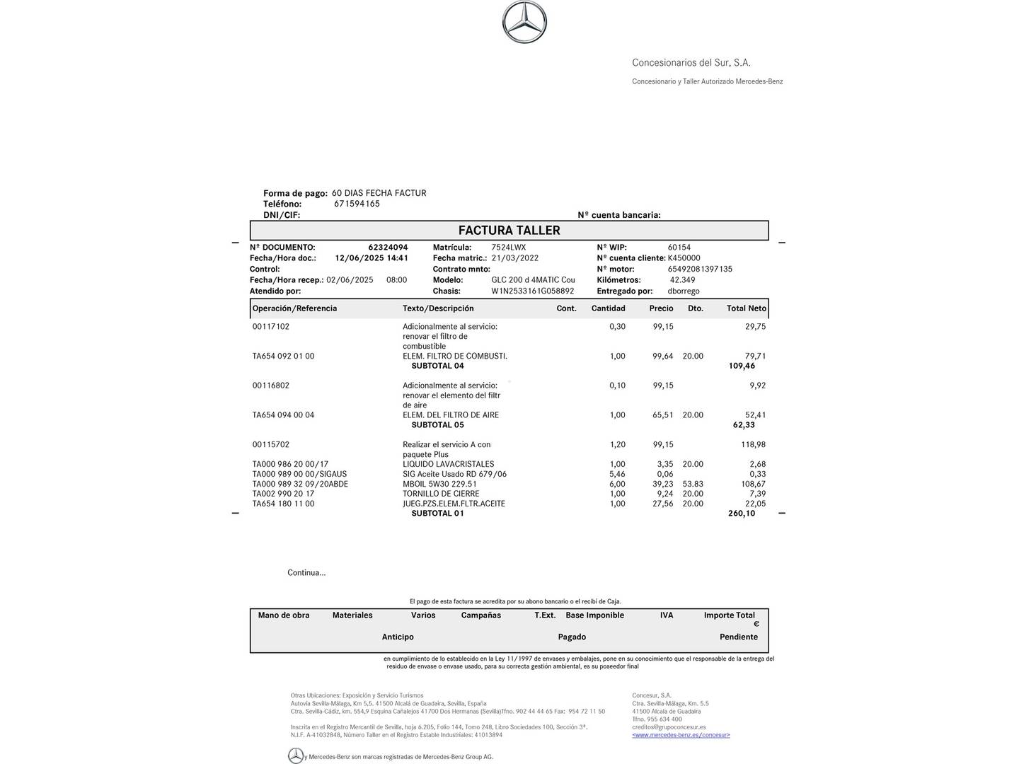 Foto del mantenimiento del Mercedes GLC Coupé Mercedes-Benz GLC 200 d 4Matic (163 CV) Pack AMG