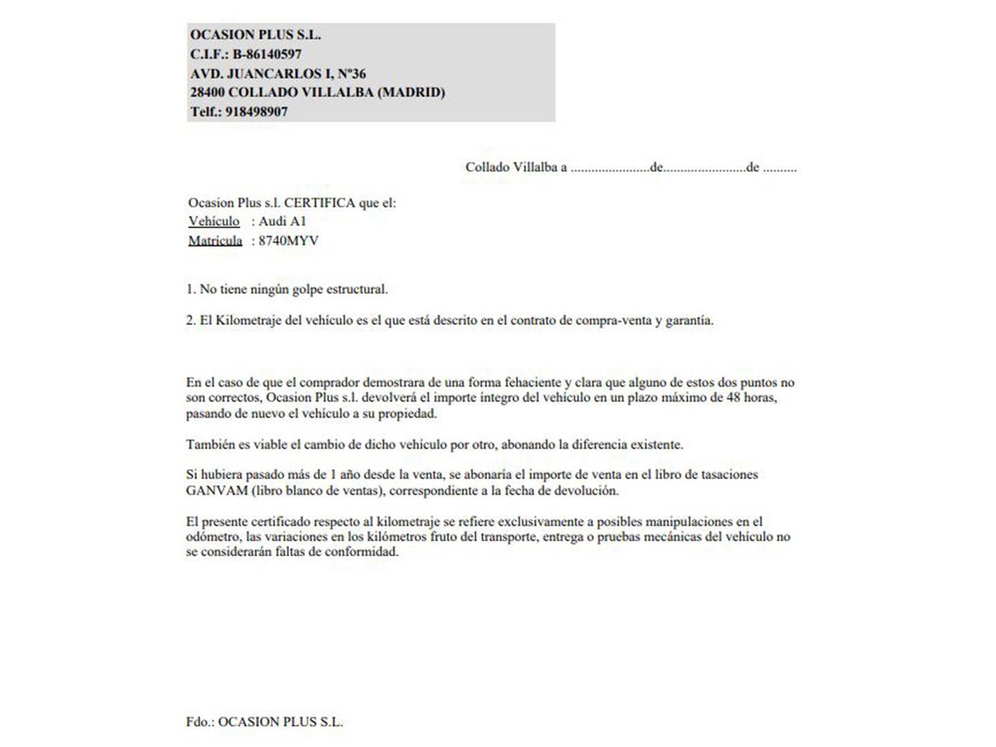 Foto del certificado del Audi A1 Audi A1 Sportback Adrenalin 35 TFSI (150 CV) S tronic Pack S-line