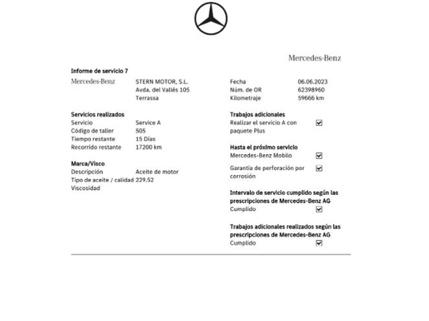 Foto del mantenimiento del Mercedes GLA Mercedes GLA GLA 220 d Style (177 CV)