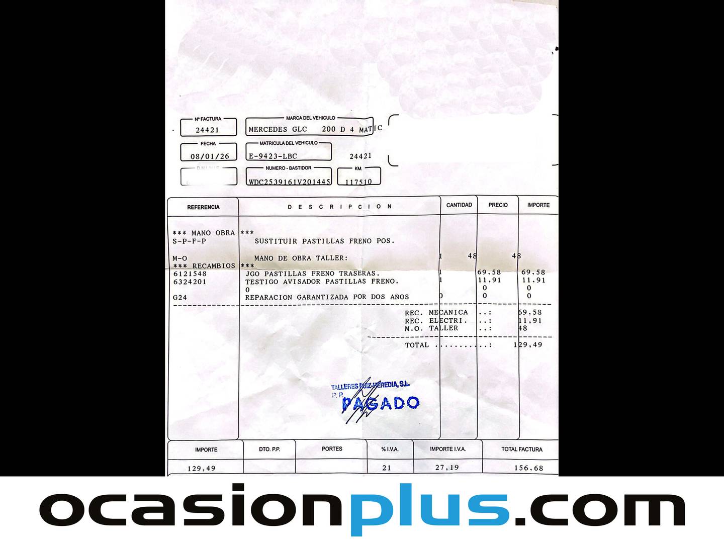 Foto del mantenimiento del Mercedes Clase GLC Mercedes GLC 200 d 4Matic (163 CV) PACK AMG