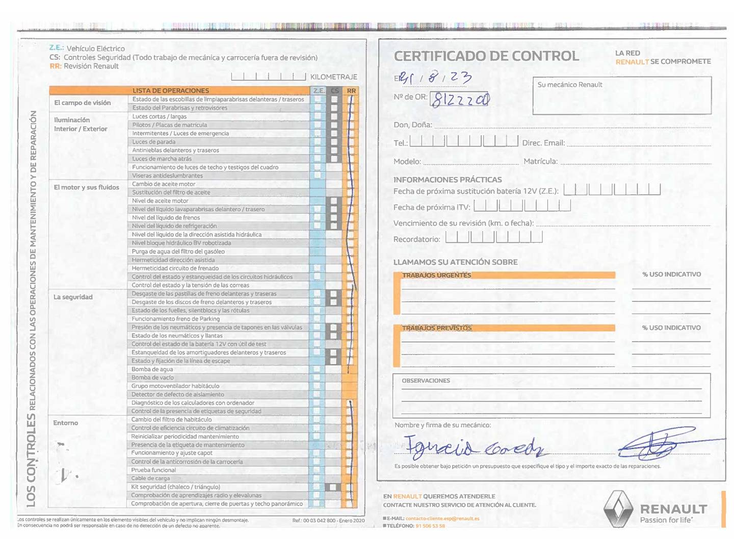Foto del mantenimiento del Renault Scénic Renault Scenic Zen TCe (140 CV) GPF EDC