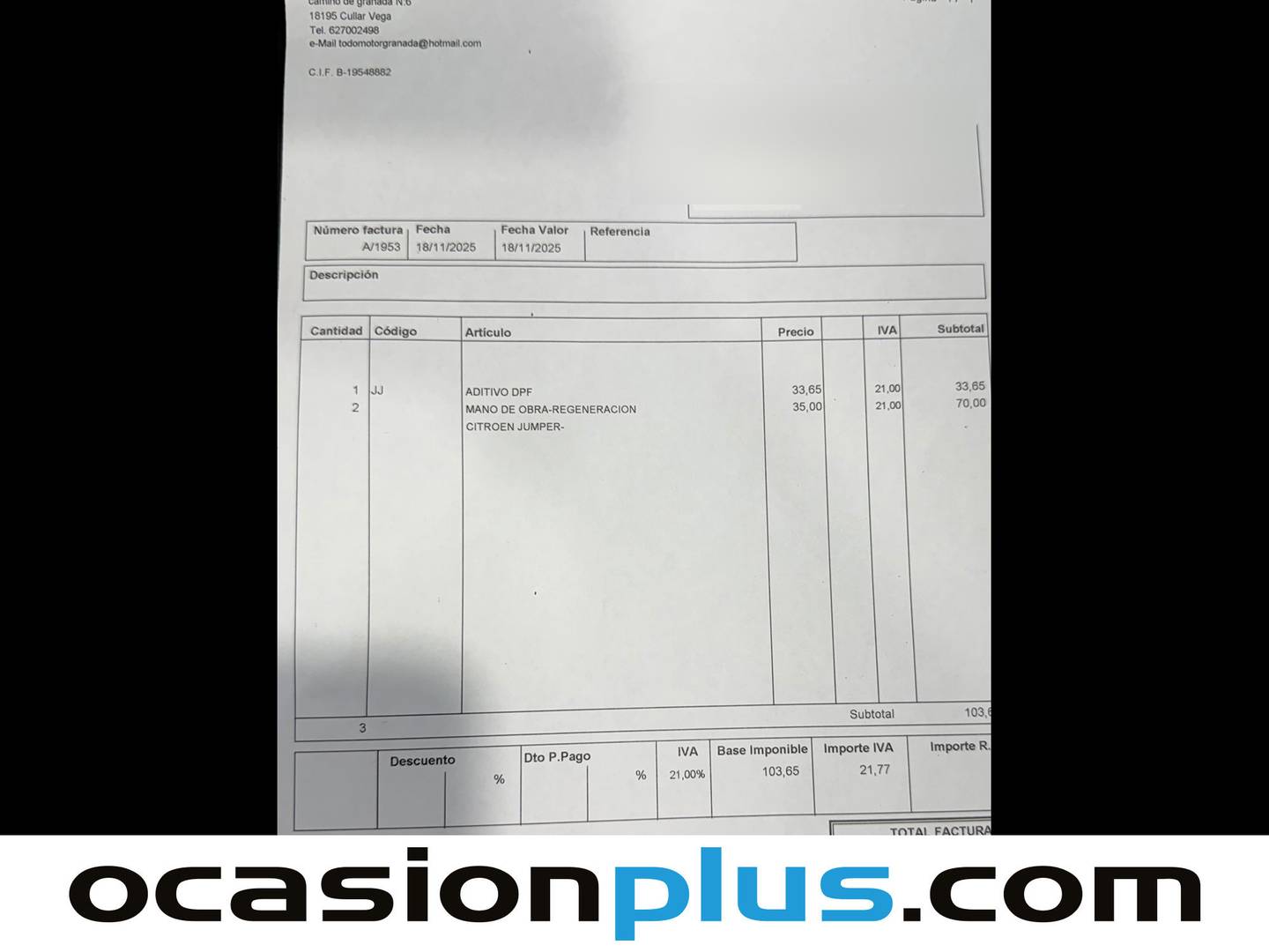 Foto del mantenimiento del Citroën Jumper Citroën Jumper Furgon BlueHDi 130 30 L1H1 (130 CV)
