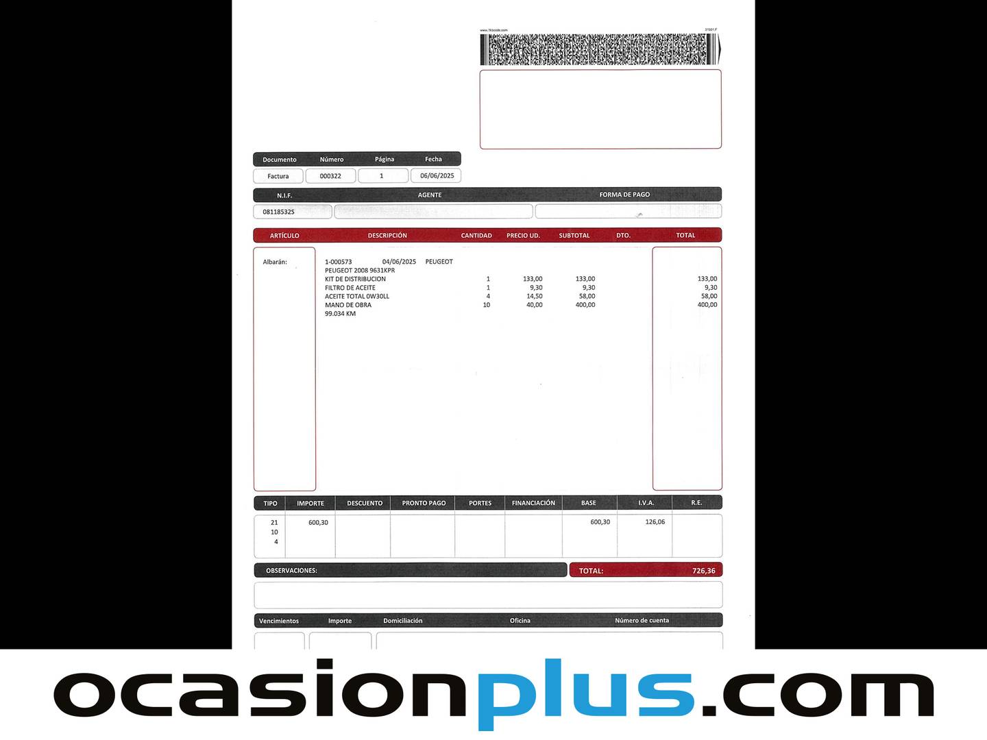 Foto del mantenimiento del Peugeot 2008 Peugeot 2008 PureTech 110 S&S Allure EAT6 (110 CV)