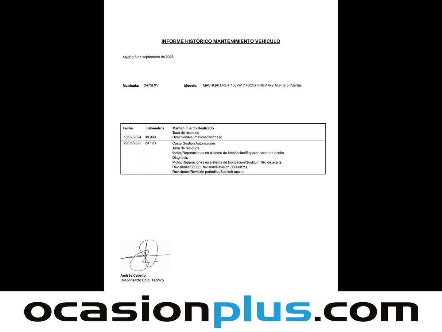 Foto del mantenimiento del Nissan QASHQAI Nissan Qashqai DIG-T 140 mHEV Acenta 4x2 (140 CV)