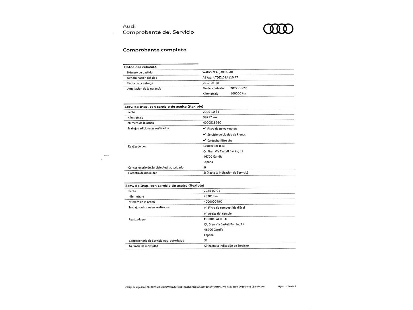 Foto del mantenimiento del Audi A4 Audi A4 Avant Advanced edition 2.0 TDI ultra (150 CV) S tronic