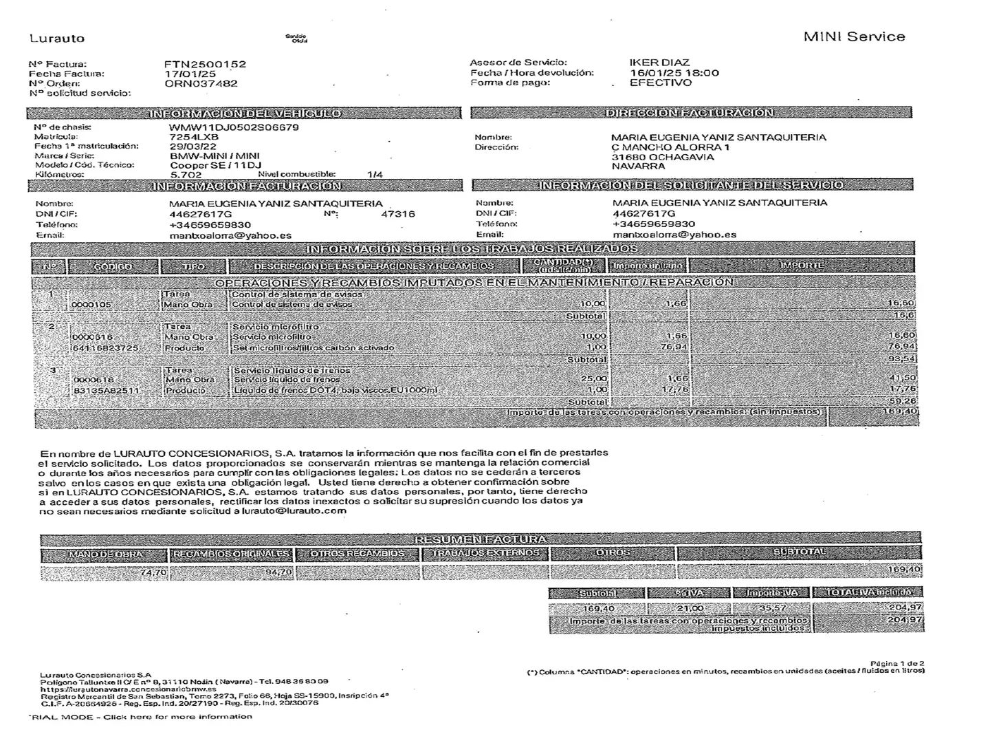 Foto Mini MINI MINI MINI 3 Puertas Cooper SE (184 CV)
