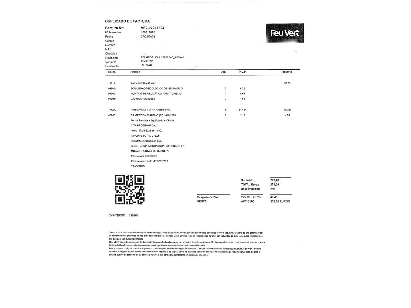 Foto del mantenimiento del Peugeot 3008 Peugeot 3008 PureTech 130 S&S GT (130 CV)