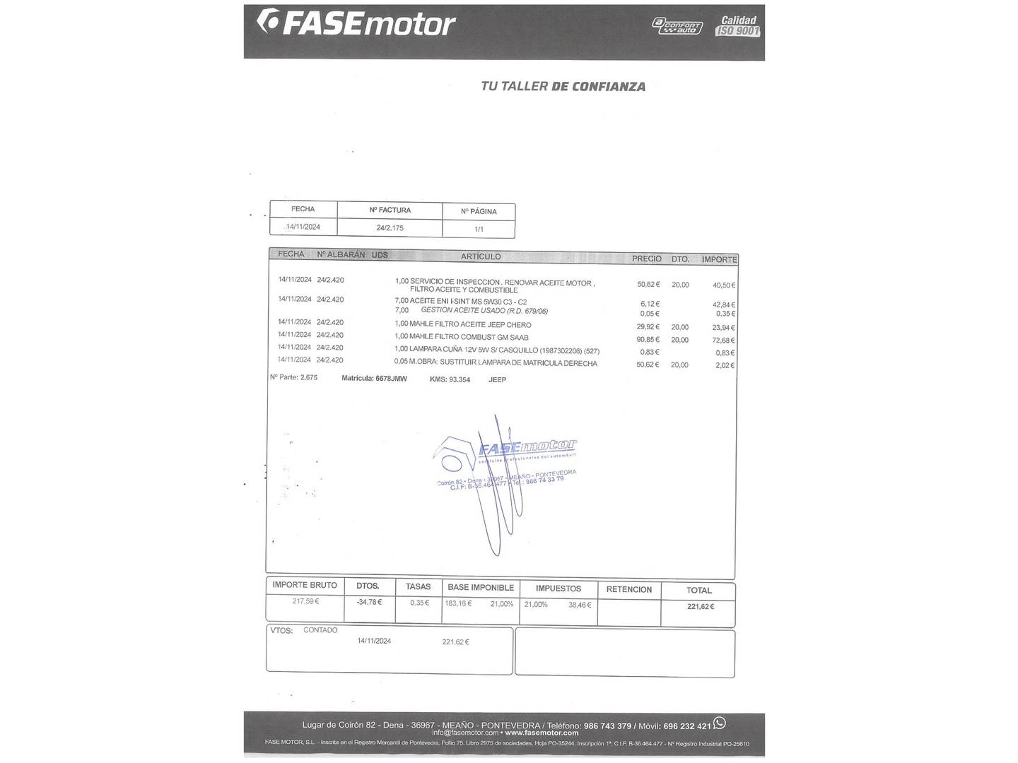 Foto del mantenimiento del Jeep Wrangler Jeep Wrangler 2.8 CRD Sport (200 CV)