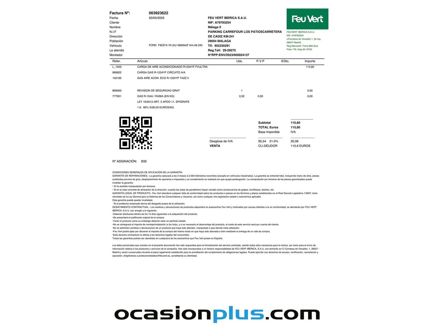 Foto del mantenimiento del Ford Fiesta Ford Fiesta 1.0 EcoBoost MHEV ST-Line (125 CV)