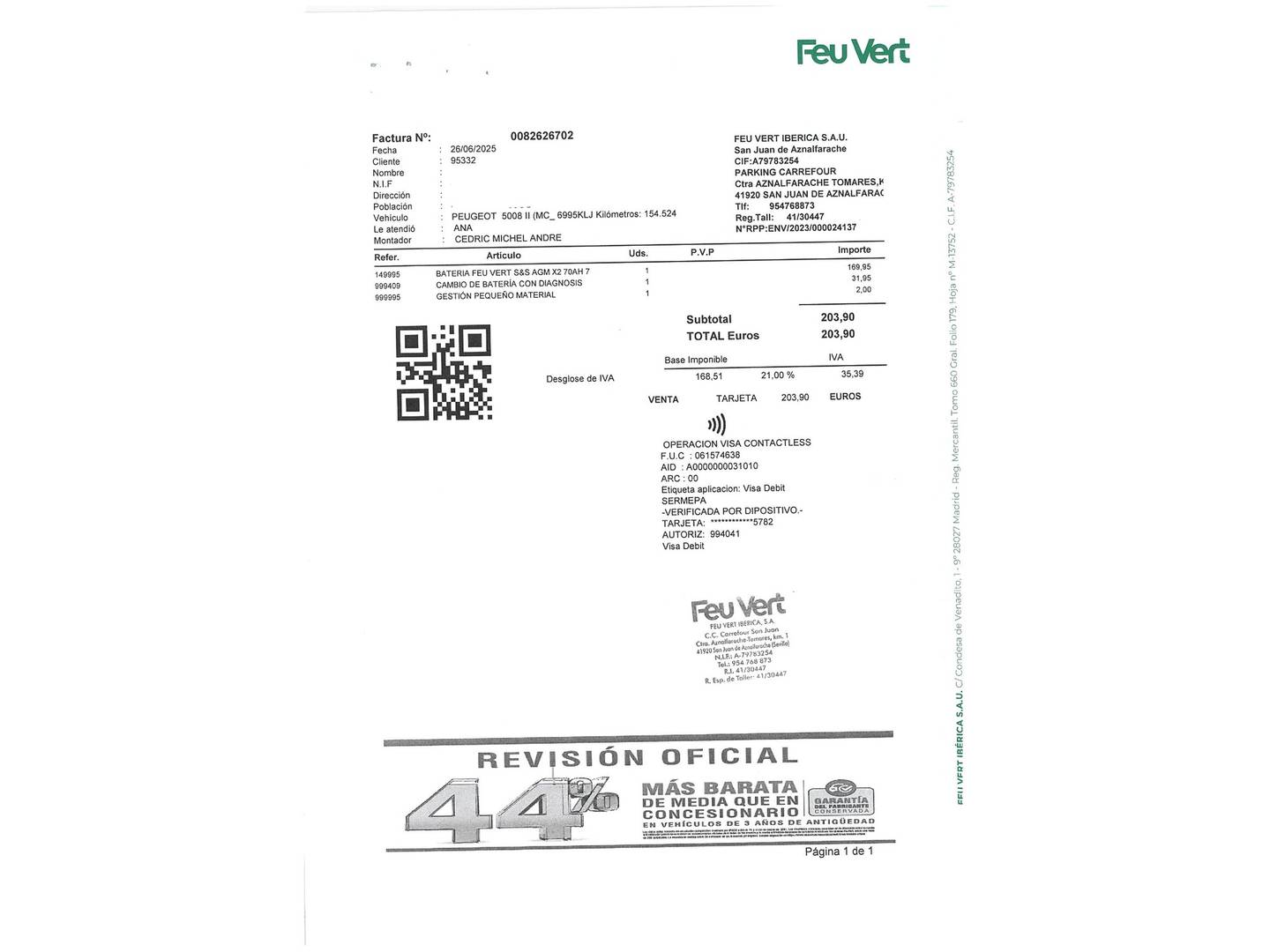 Foto del certificado del Peugeot 5008 Peugeot 5008 BlueHDI 130 S&S GT Line EAT8 (130 CV) 7 Plazas