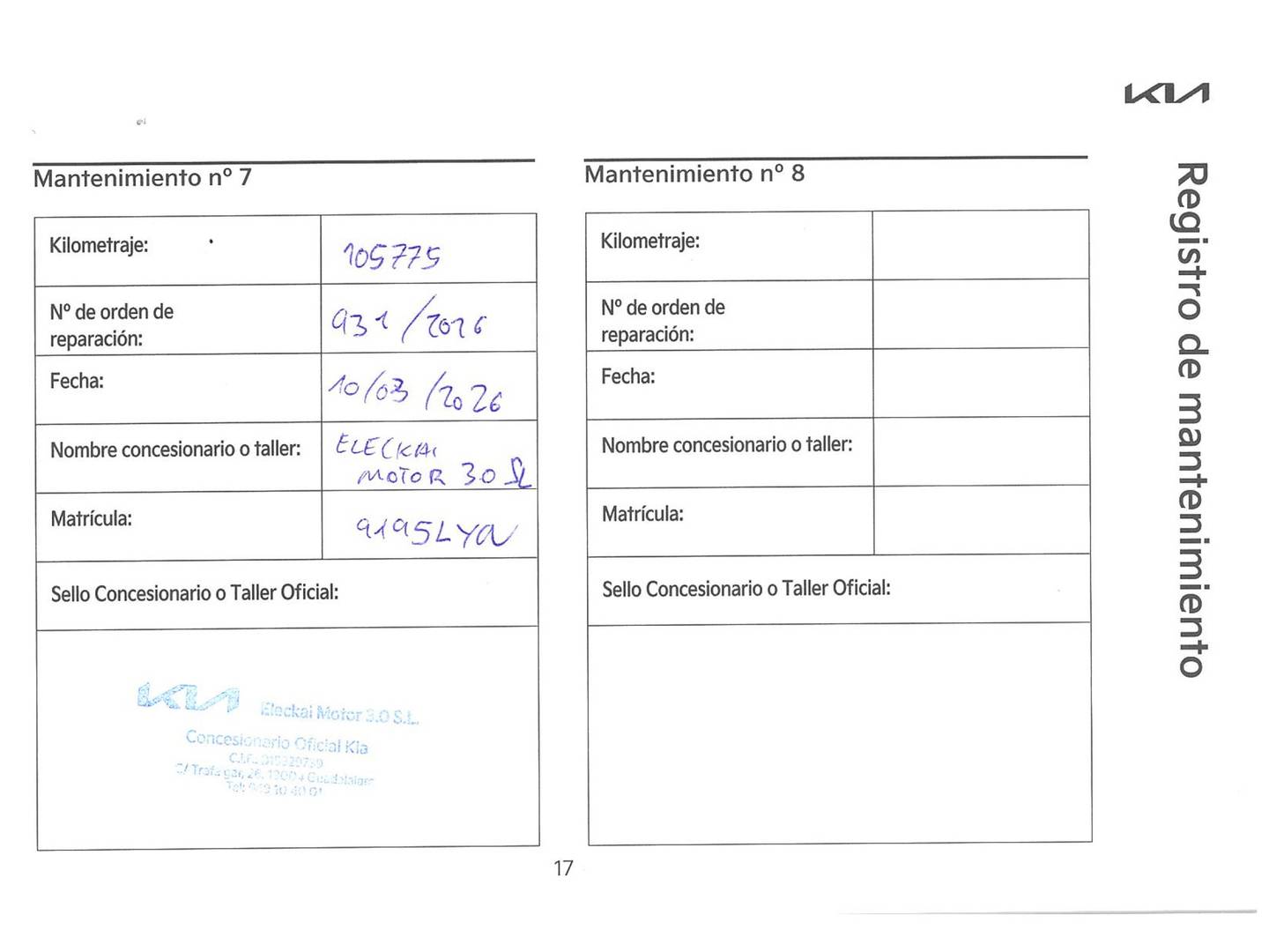 Foto del mantenimiento del KIA XCeed KIA XCeed 1.5 MHEV iMT Drive (160 CV)