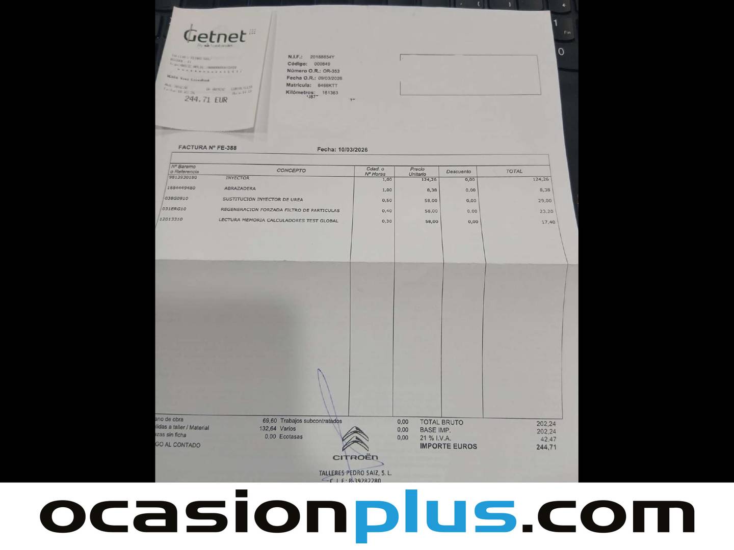 Foto del mantenimiento del Citroën Berlingo Citroën Berlingo Combi BlueHDi 100 Talla XL Feel (100 CV) 7 PLAZAS