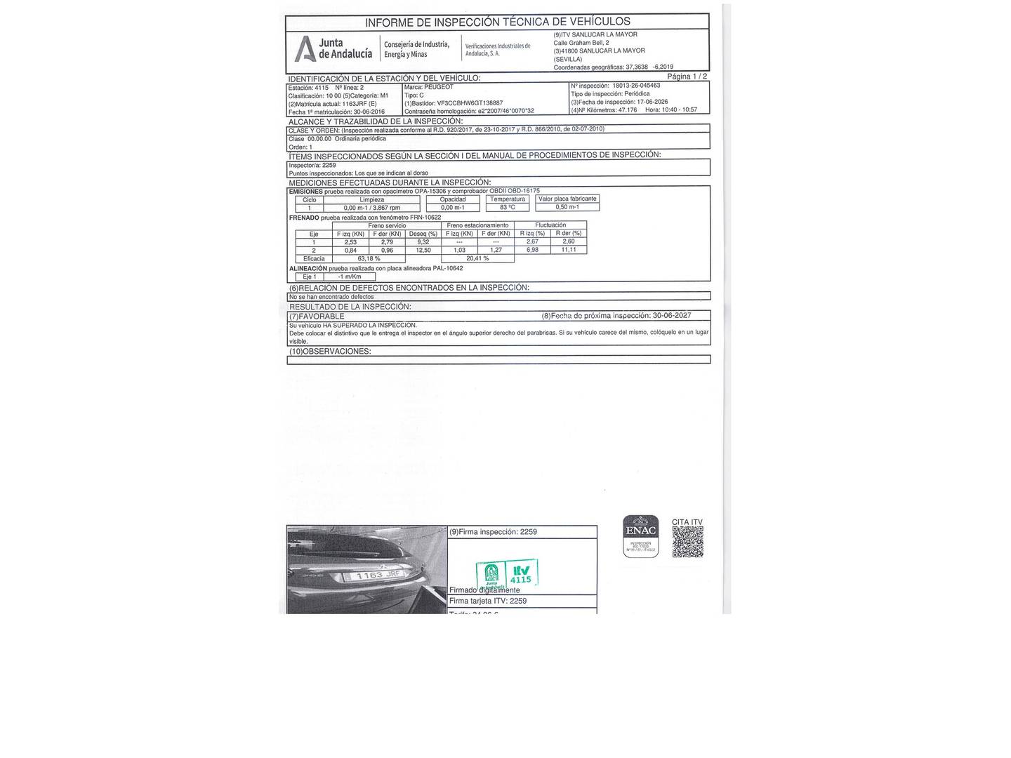 Foto del mantenimiento del Peugeot 208 Peugeot 208 Style BlueHDi (75 CV)