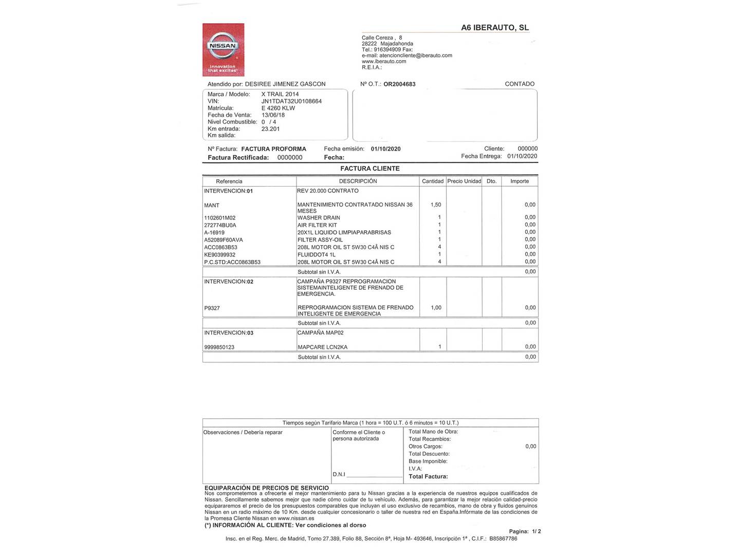 Foto del mantenimiento del Nissan X-TRAIL Nissan X-Trail 1.6 DIG-T Tekna 4x2 (163 CV)