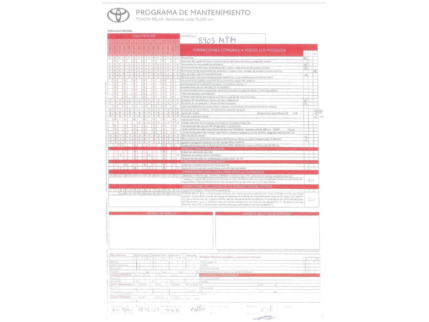 Foto del mantenimiento del Toyota Yaris Toyota Yaris 1.5 120H Style Plus (116 CV)