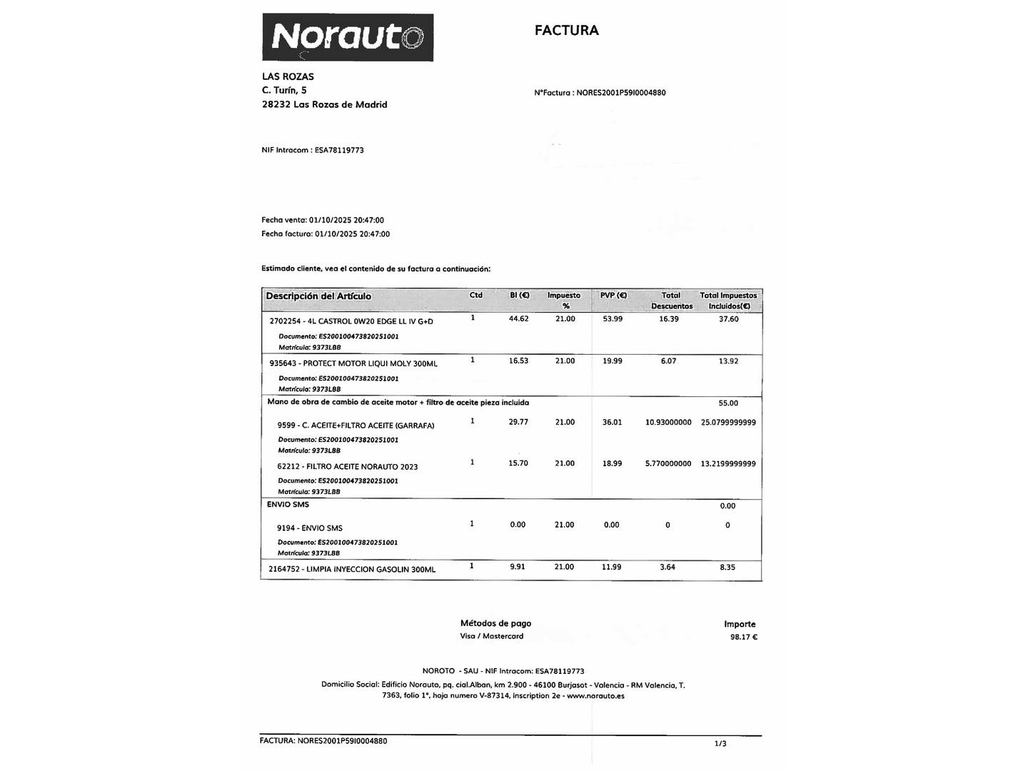 Foto del mantenimiento del Seat Ibiza SEAT Ibiza 1.0 TSI FR Plus (115 CV)