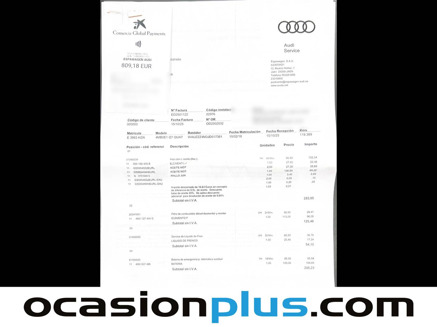 Foto del mantenimiento del Audi Q7 Audi Q7 3.0 TDI quattro (272 CV) tiptronic 7 Plazas Pack S-Line