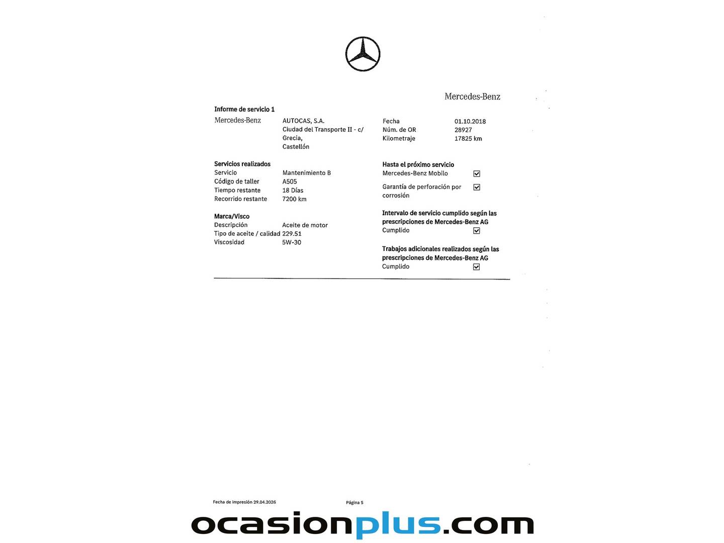 Foto del mantenimiento del Mercedes CLA Mercedes CLA Shooting Brake 200 d (136 CV)