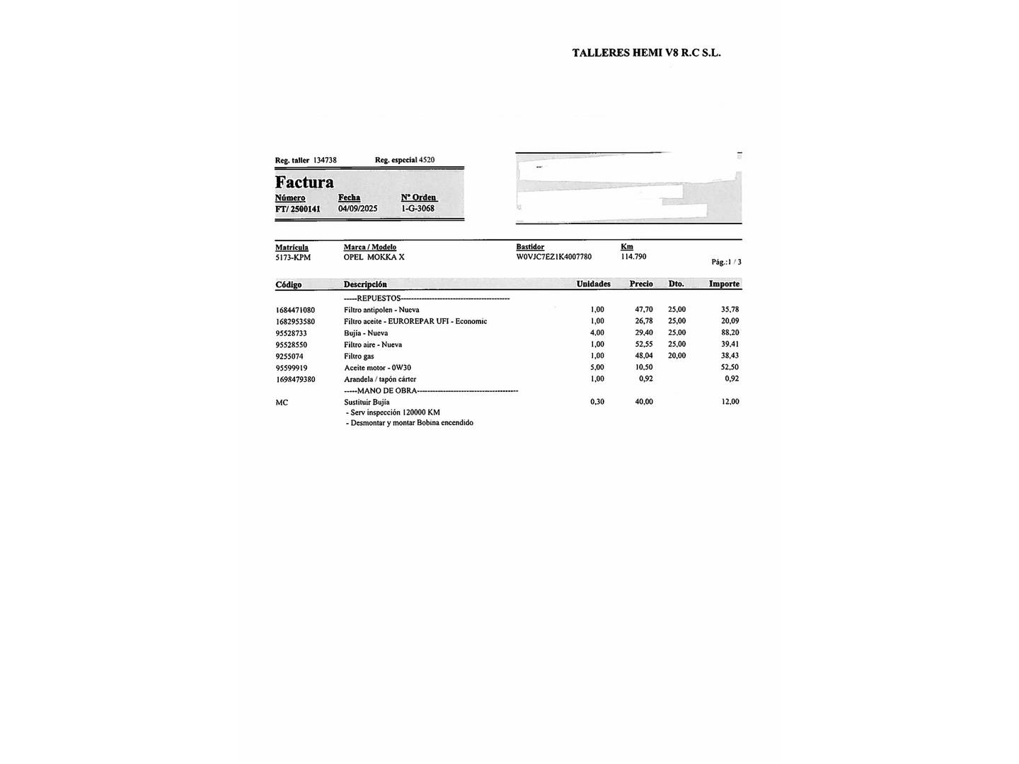 Foto del mantenimiento del Opel Mokka X Opel Mokka X 1.4 Turbo GLP Selective 4X2 (140 CV)
