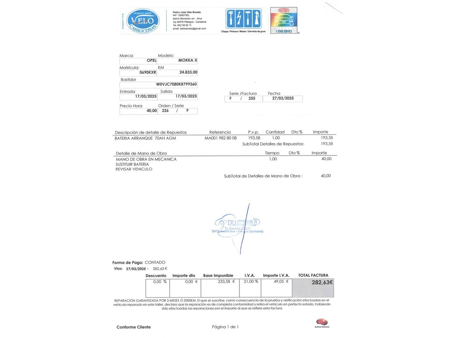 Foto del mantenimiento del Opel Mokka X Opel Mokka X 1.4 Turbo S&S Selective 4X2 (140 CV)