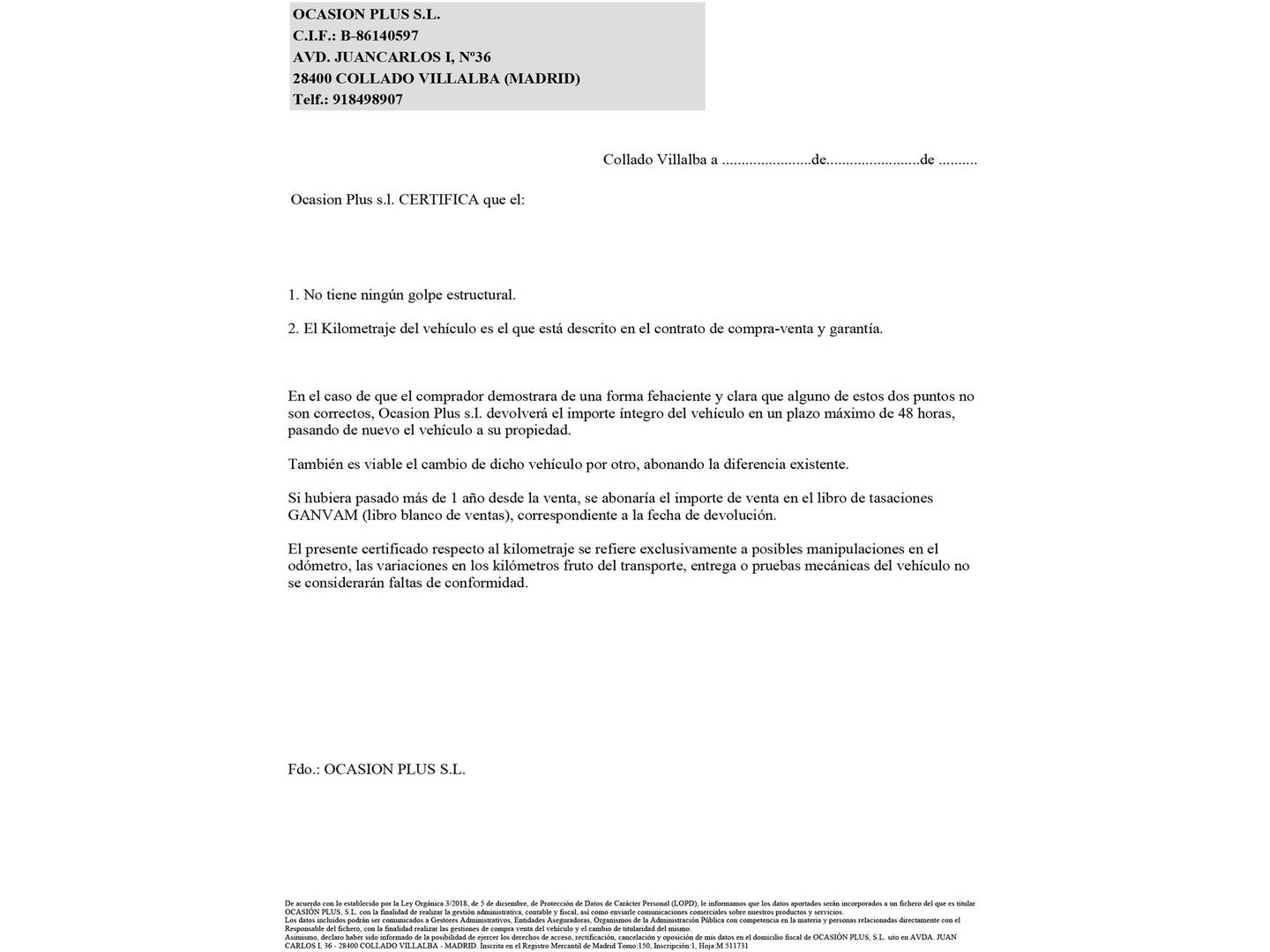 Foto del certificado del MG HS MG HS 1.5 Turbo GDI Luxury  (162 CV)