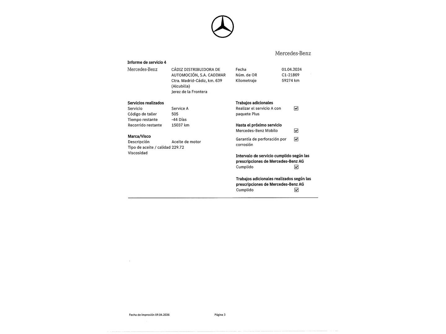 Foto del mantenimiento del Mercedes Clase A Mercedes Clase A 180 (136 CV) Pack AMG