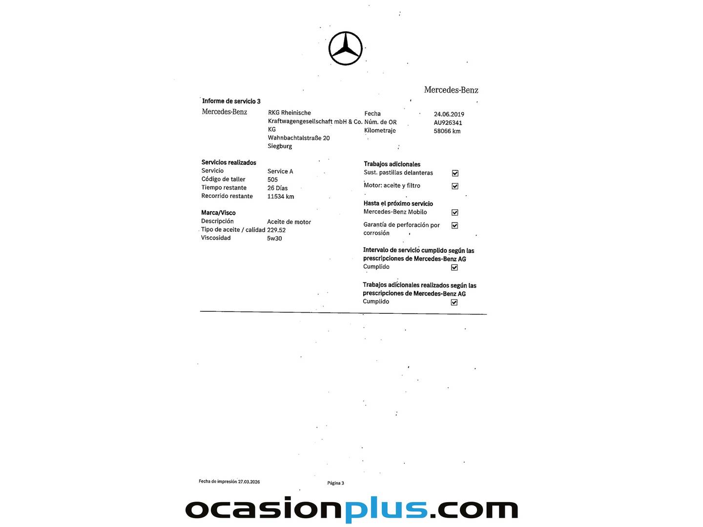 Foto del mantenimiento del Mercedes Clase A Mercedes Clase A 200 d Style (136 CV)