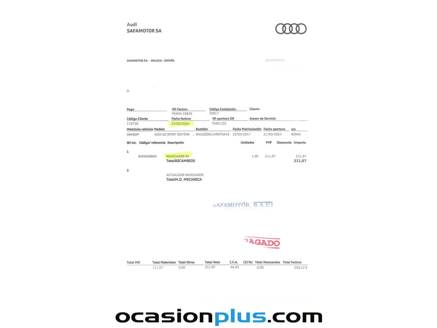 Foto del mantenimiento del Audi Q3 Audi Q3 sport edition 2.0 TDI quattro (184 CV) S tronic