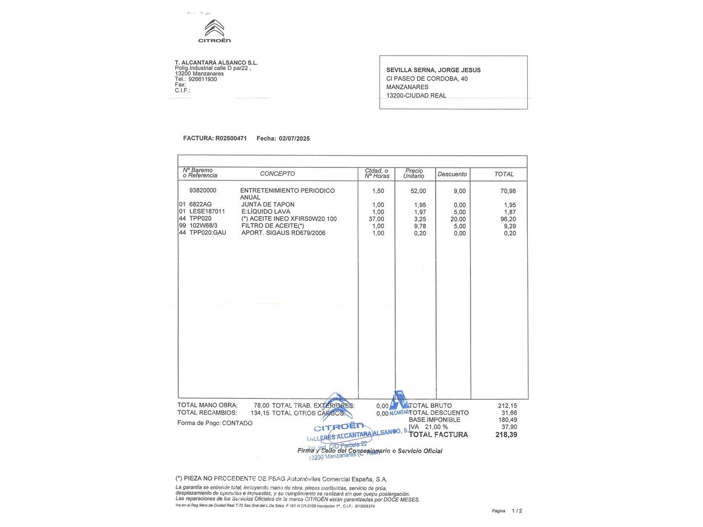 Foto del mantenimiento del Toyota Yaris Toyota Yaris 100H Advance (100 CV)