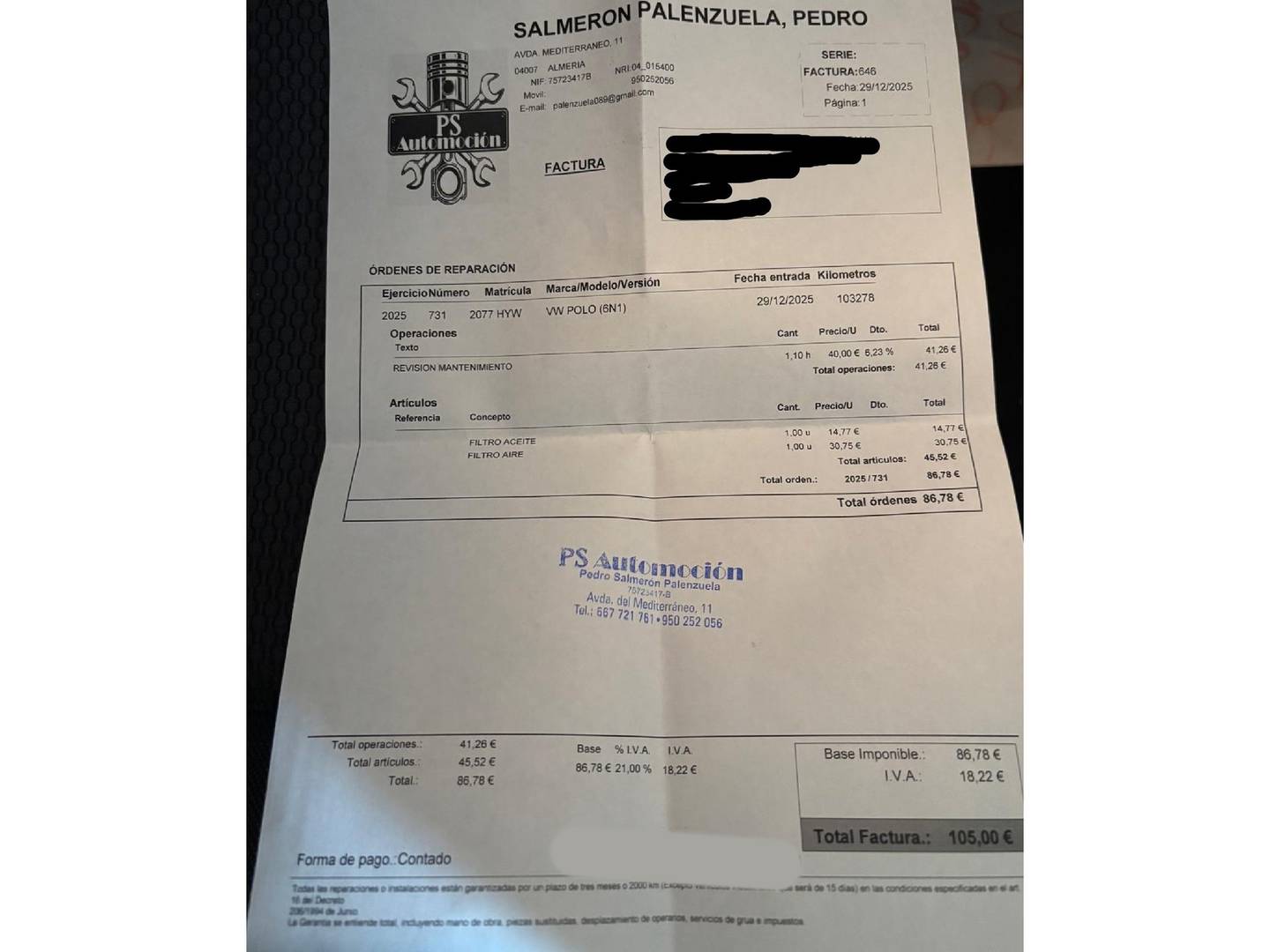 Foto del mantenimiento del Volkswagen Polo Volkswagen Polo Sport 1.4 TDI (90 CV)