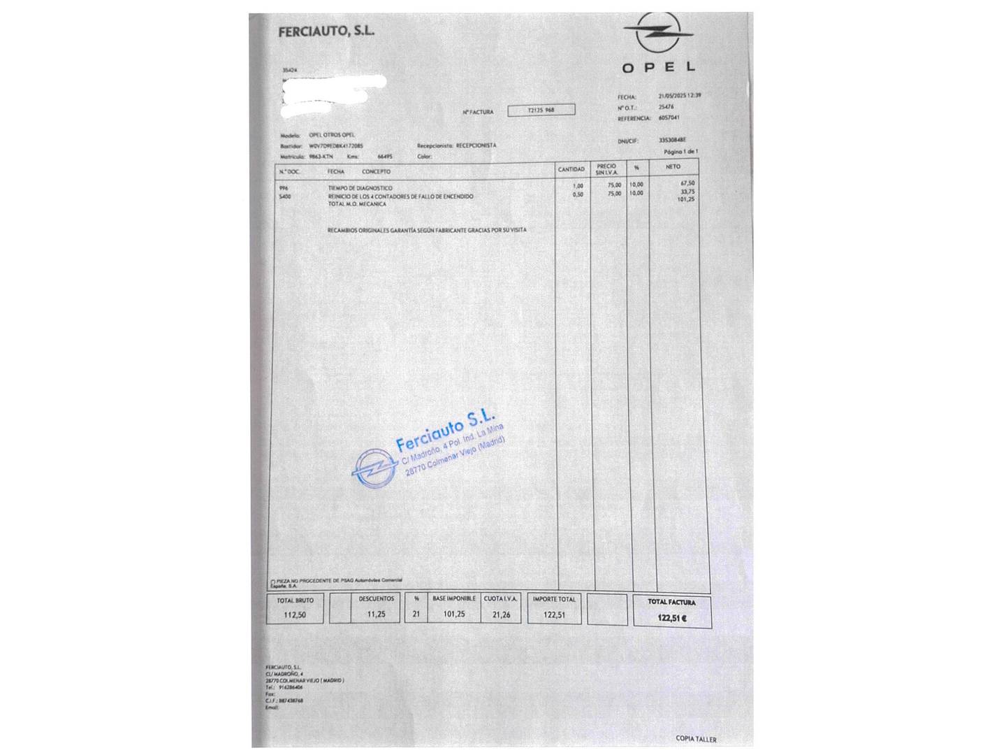 Foto del mantenimiento del Opel Crossland X Opel Crossland X 1.2 S&S Design Line (110 CV)