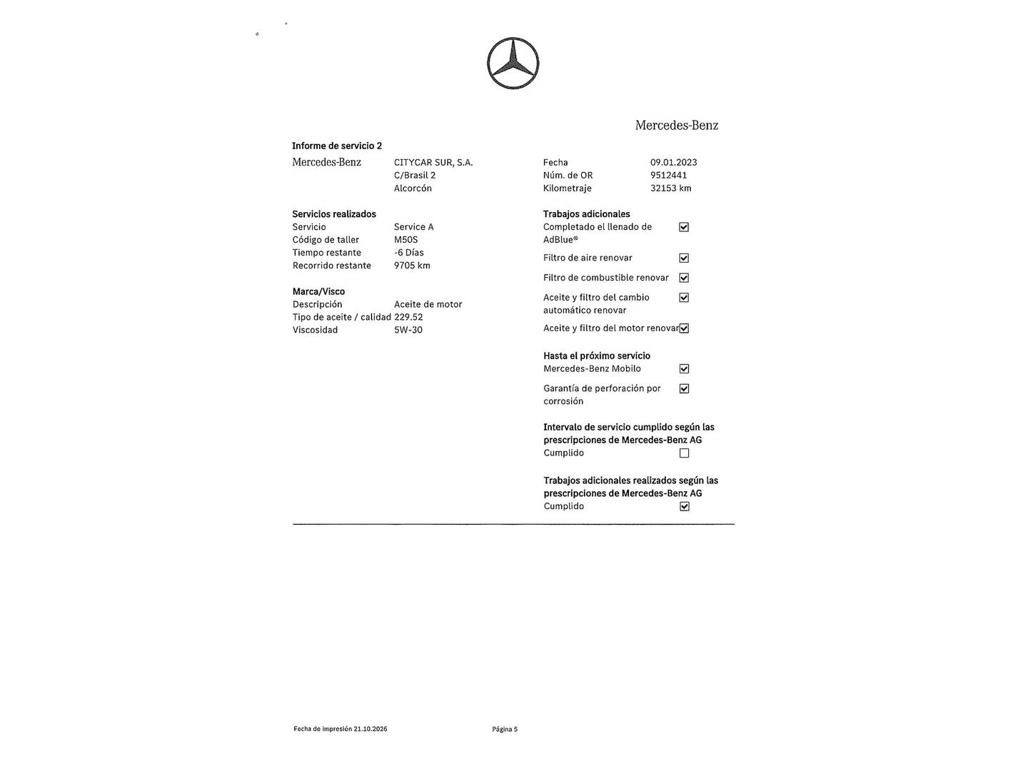 Foto del mantenimiento del Mercedes Clase A Mercedes Clase A 180 d (116 CV) PACK AMG