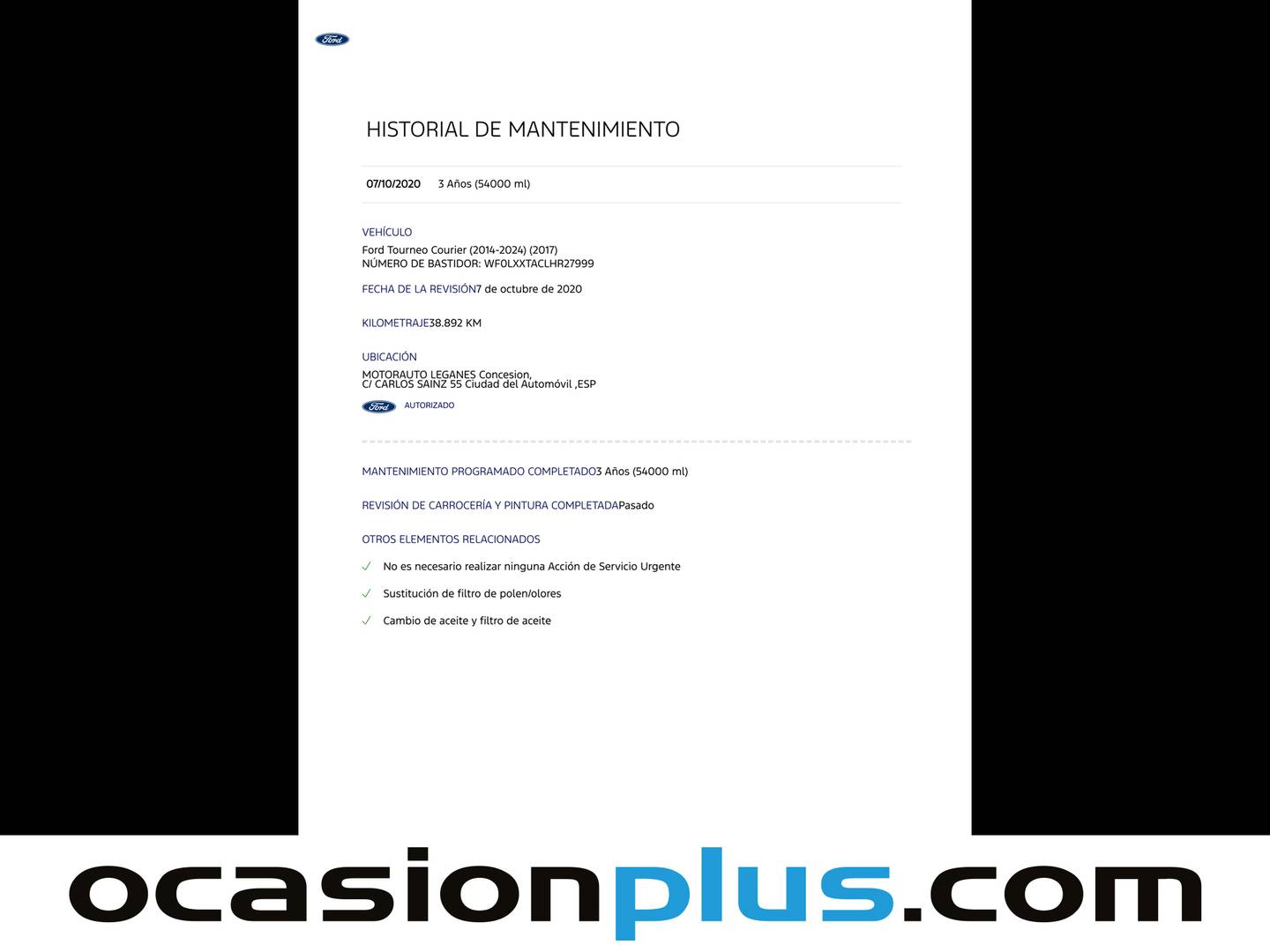 Foto del mantenimiento del Ford Tourneo Courier Ford Tourneo Courier 1.0 EcoBoost Titanium (100 CV)