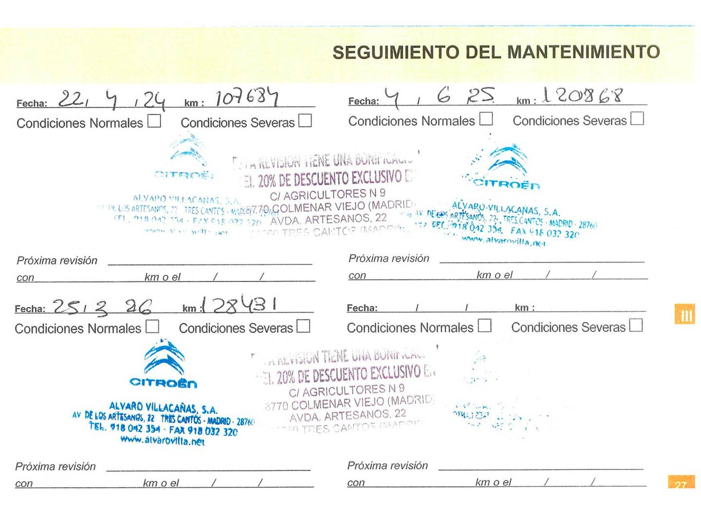 Foto del mantenimiento del Citroën C4 Picasso Citroën C4 Picasso PureTech 130 S&S Live (130 CV)