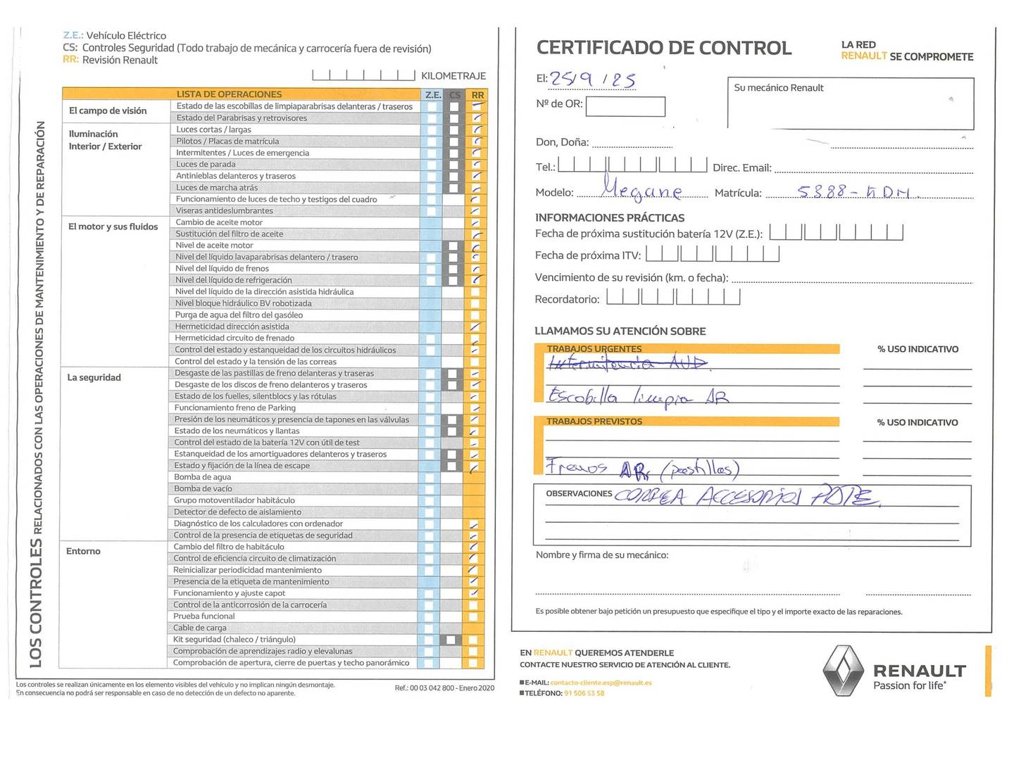 Foto del mantenimiento del Renault Mégane Renault Megane Zen Energy TCe (130 CV)