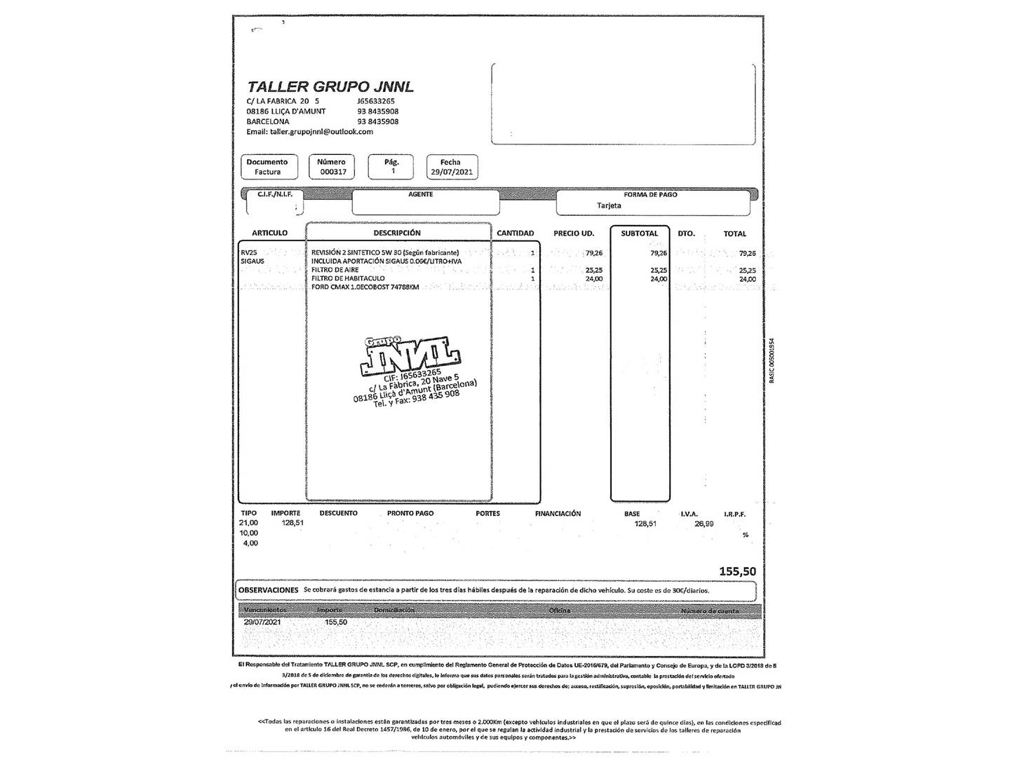 Foto del mantenimiento del Ford C-Max Ford C-Max 1.0 EcoBoost Trend+ (100 CV)