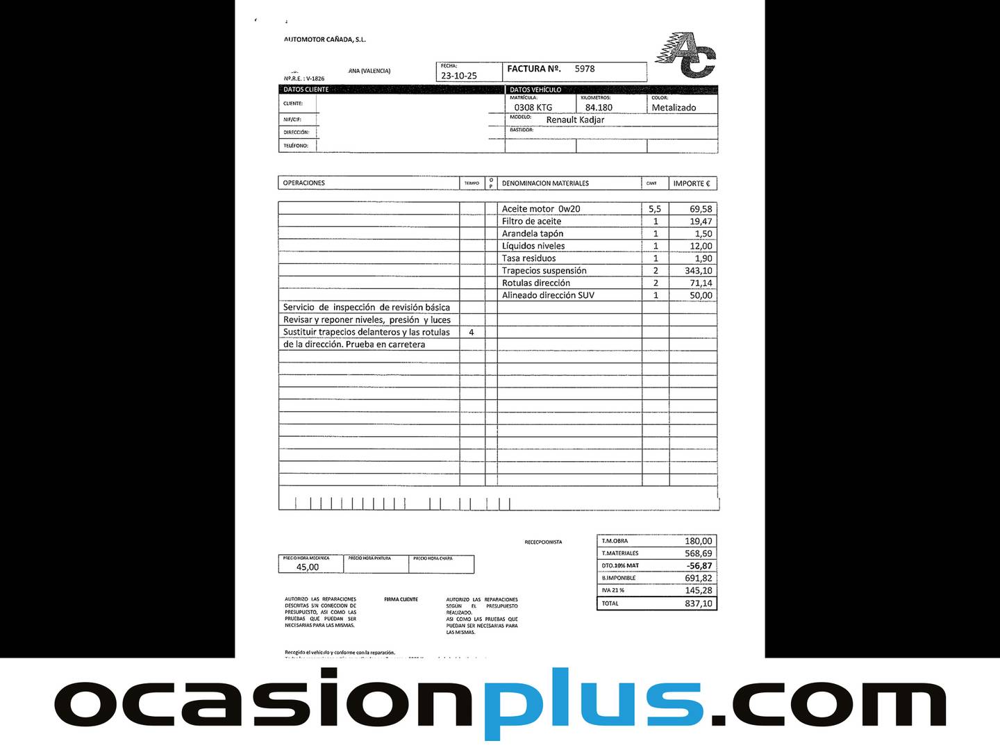 Foto del mantenimiento del Renault Kadjar Renault Kadjar Black Edition GPF TCe (160 CV) EDC