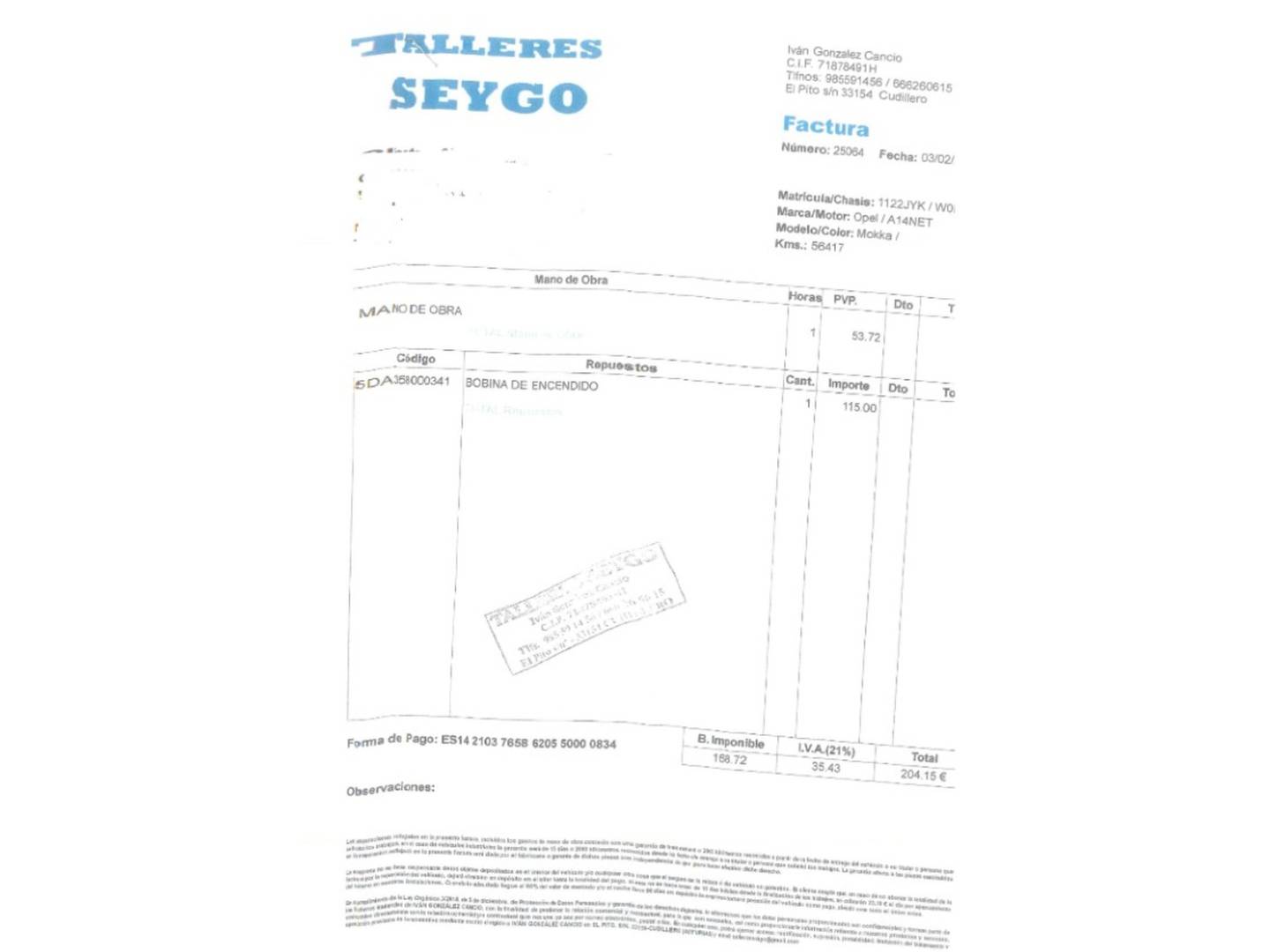 Foto del mantenimiento del Opel Mokka X Opel Mokka X 1.4 Turbo S&S Selective 4X2 (140 CV)